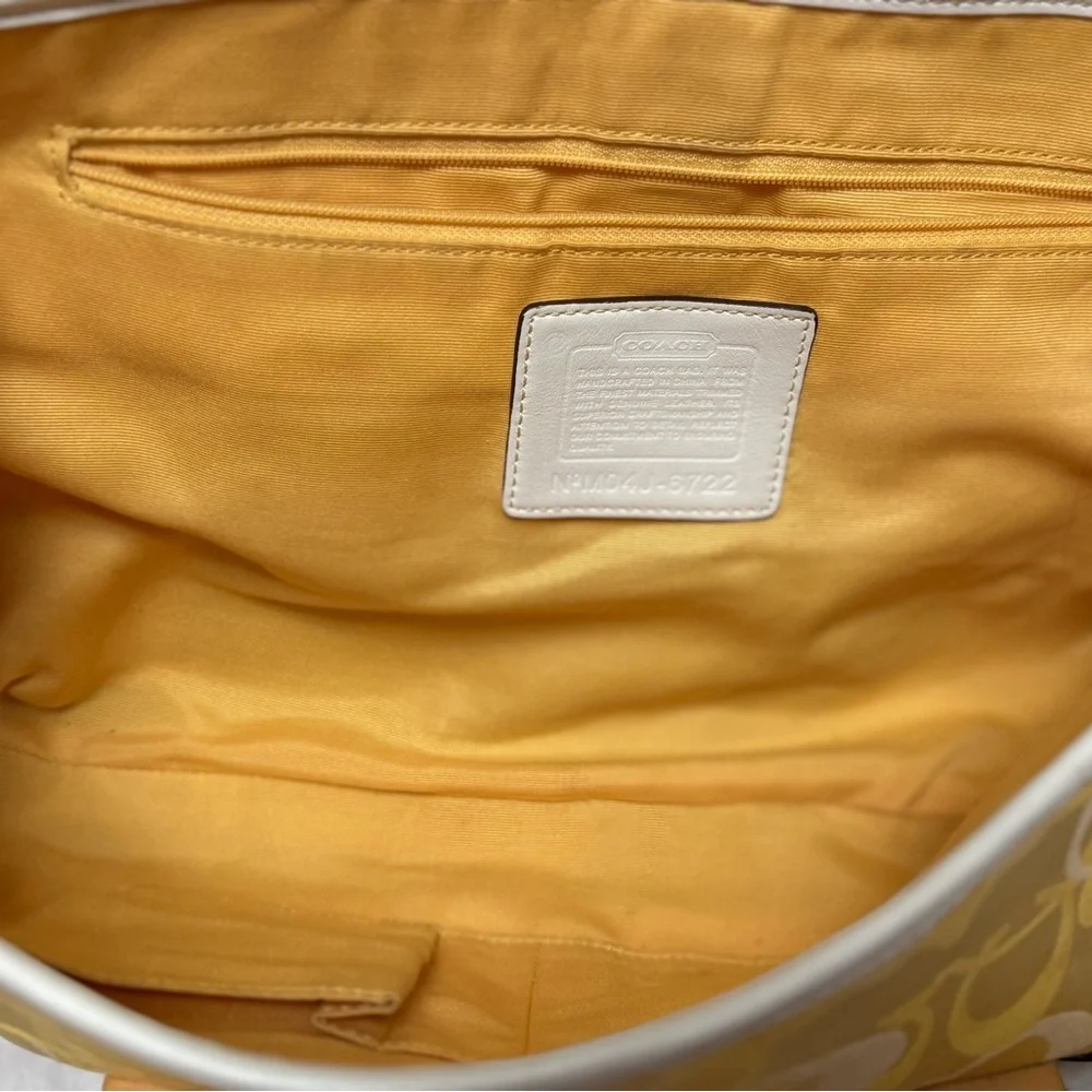 Coach Optic Signature Flap Satchel in Tan and Yellow Women's Bag - Picture 11 of 12